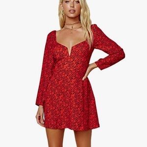 Blue Life Coneja Dress In Risky Red Mini Floral